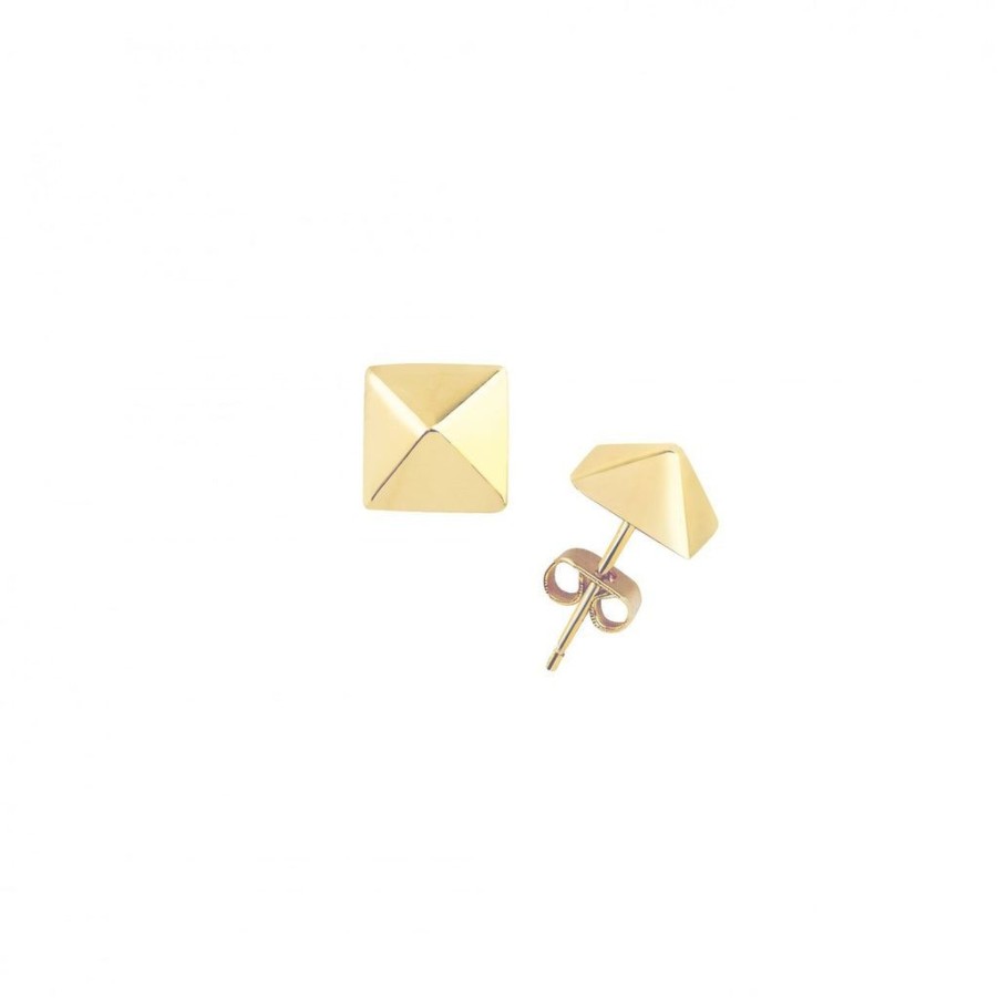 Jewellery Lisa Freede Earrings | Lisa Freede Small Solid Pyramid Stud Earrings Gold