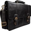 Men Hidesign Briefcases | Hidesign Parker Leather Large Briefcase Black