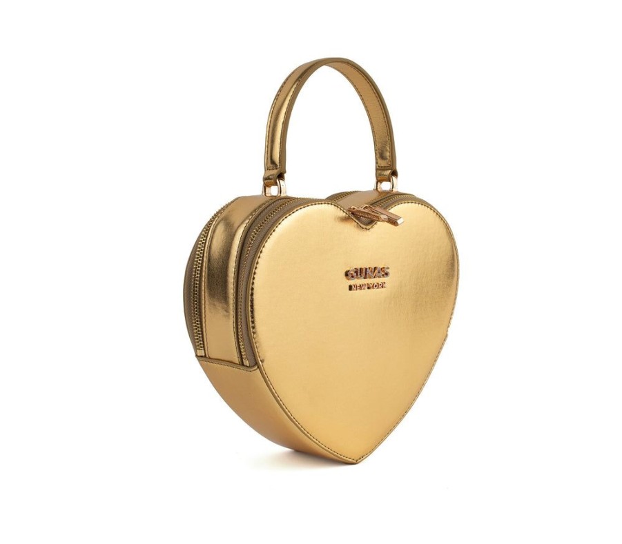 Handbags GUNAS NEW YORK | Gunas New York Sweetheart Gold Vegan Clutch Crossbody Bag