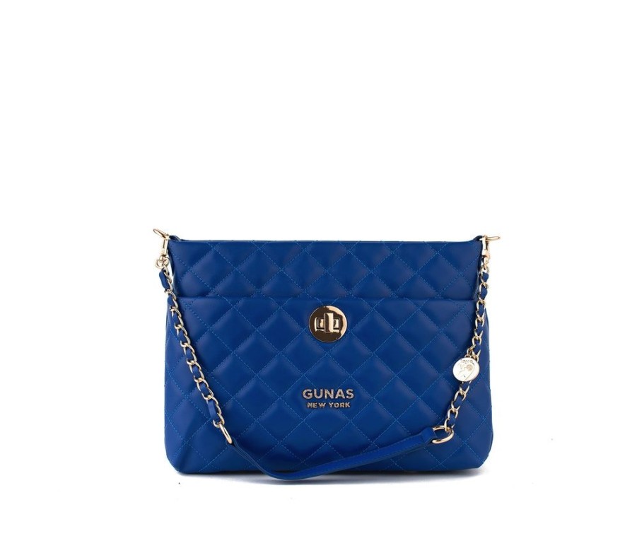 Handbags GUNAS NEW YORK | Gunas New York Koi Blue Quilted Vegan Leather Shoulder Bag Purse