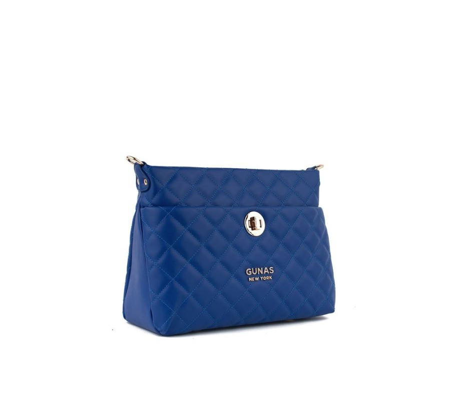 Handbags GUNAS NEW YORK | Gunas New York Koi Blue Quilted Vegan Leather Shoulder Bag Purse