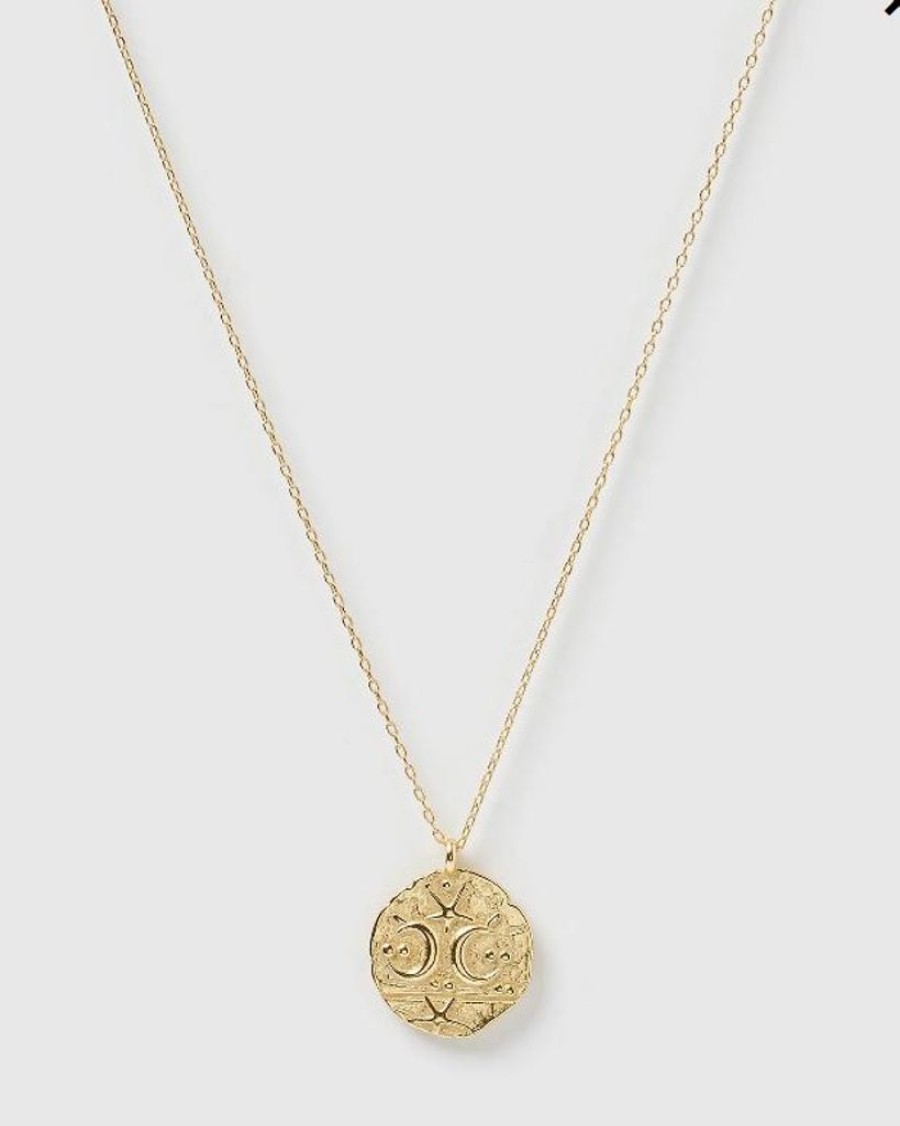 Jewellery Izoa Necklaces | Izoa Two Moons Coin Necklace Gold