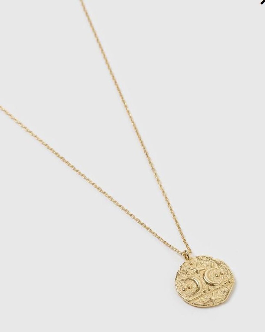 Jewellery Izoa Necklaces | Izoa Two Moons Coin Necklace Gold