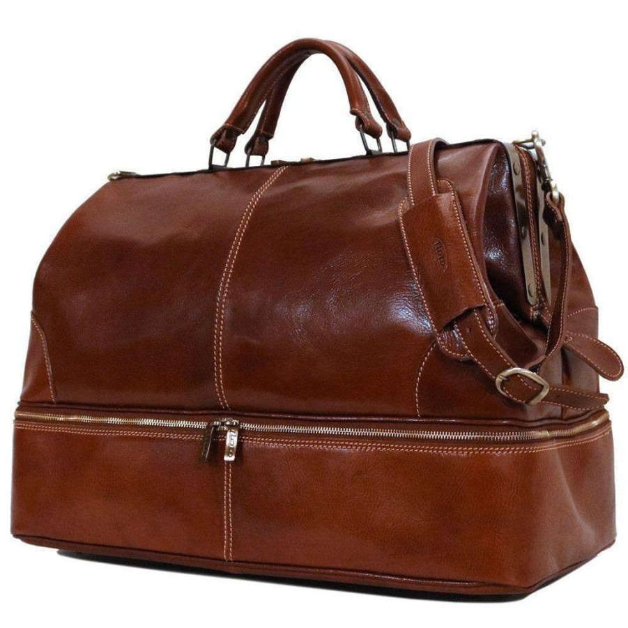 Handbags Floto | Floto Leather Positano Grande Vecchio Brown