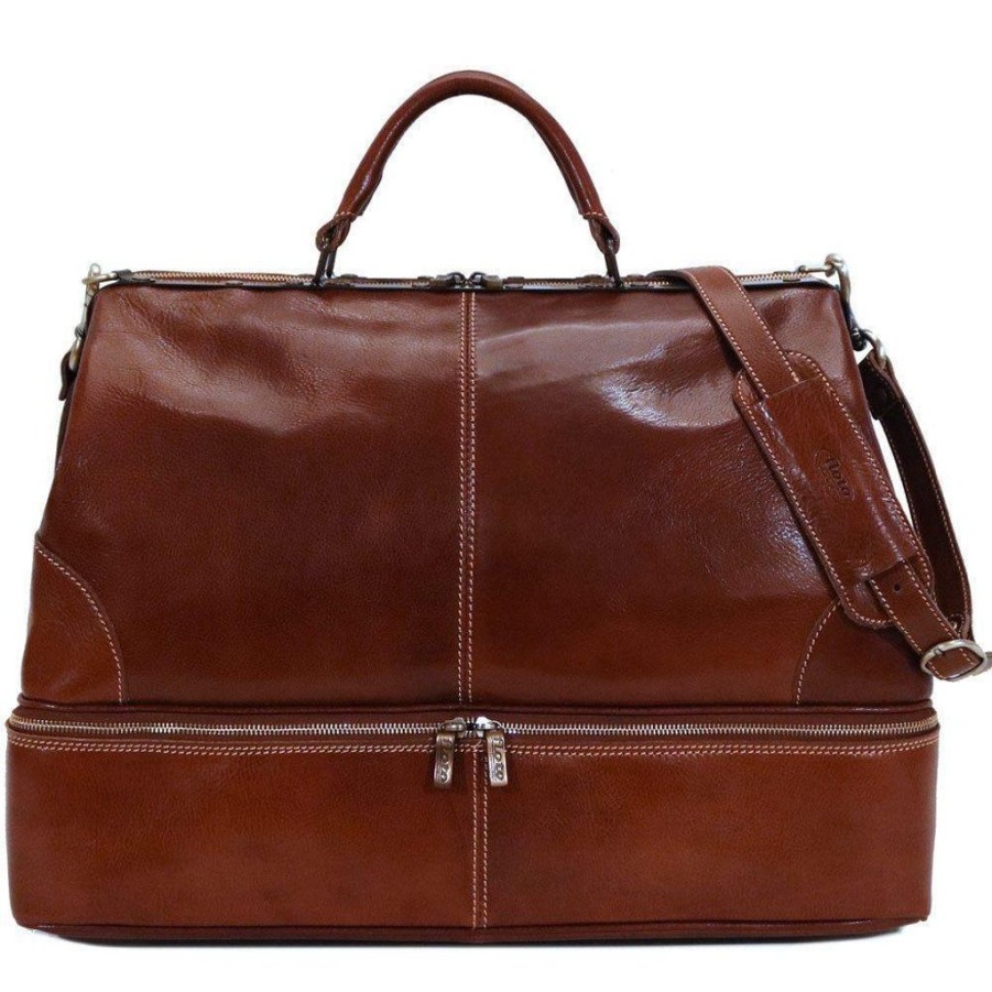 Handbags Floto | Floto Leather Positano Grande Vecchio Brown