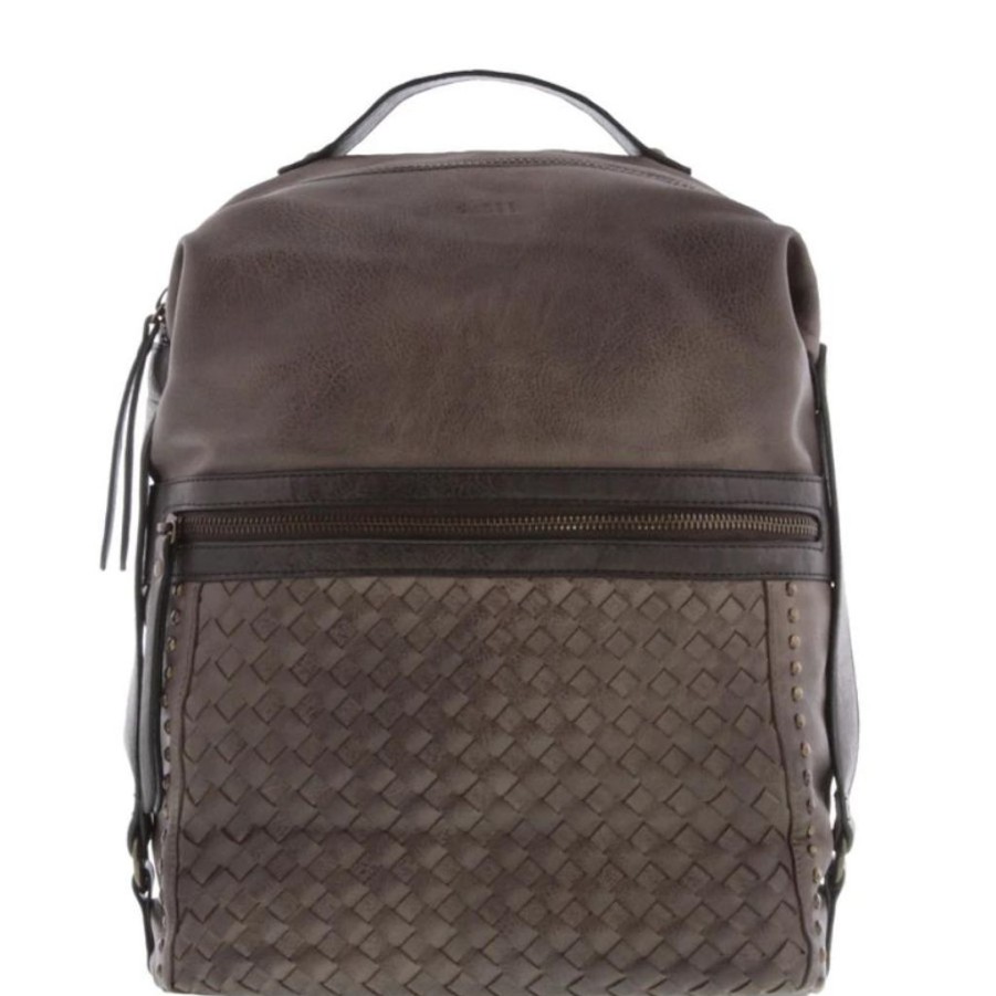 Handbags Gabee | Gabee Lennox Vegan Leather Woven Backpack Chocolate Brown