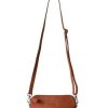 Handbags Hoopla | Hoopla Leather Mini Crossbody Slouch/Clutch Ochre Brown