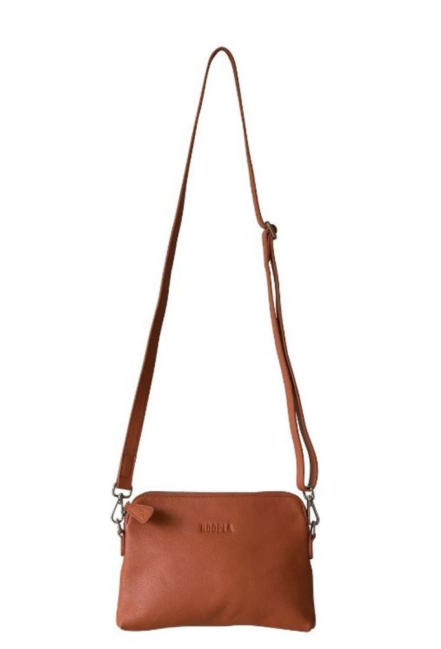 Handbags Hoopla | Hoopla Leather Mini Crossbody Slouch/Clutch Ochre Brown