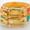 Jewellery CC Skye Bracelets | Cc Skye 24K Gold Plated Wide Enamel Buckle Bracelet