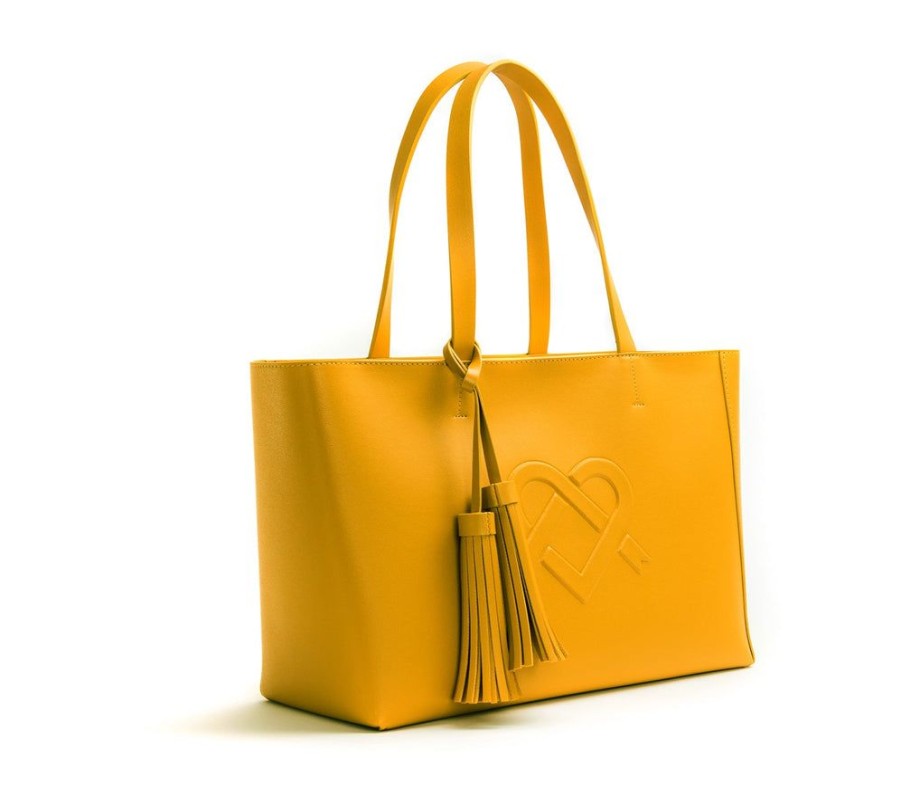 Handbags GUNAS NEW YORK | Gunas New York Tippi Mustard Yellow Vegan Tote Bag