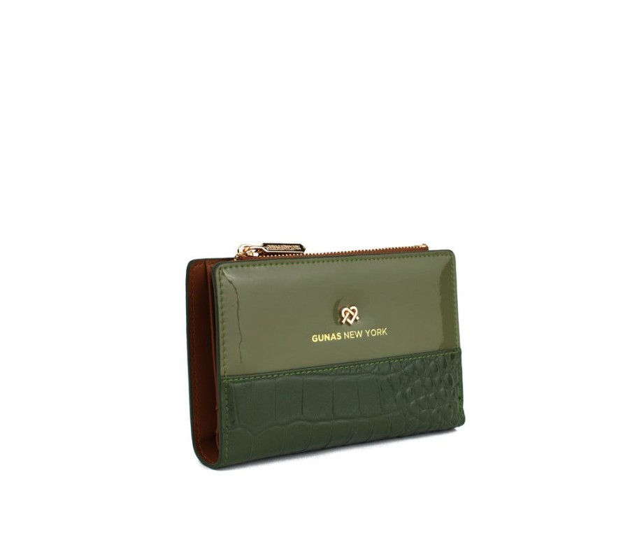 Wallets GUNAS NEW YORK Snap Closure Wallets | Gunas New York Madison Green Vegan Leather Wallet