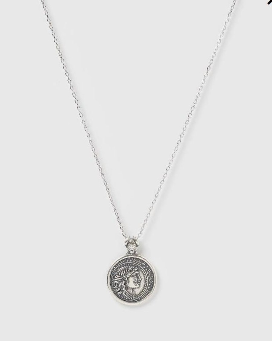 Jewellery Izoa Necklaces | Izoa Coronation Coin Necklace Silver