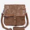 Handbags Stitch & Hide | Stitch & Hide Washed Leather Berlin Reporter/Shoulder Bag Taupe - Free Wallet Pouch