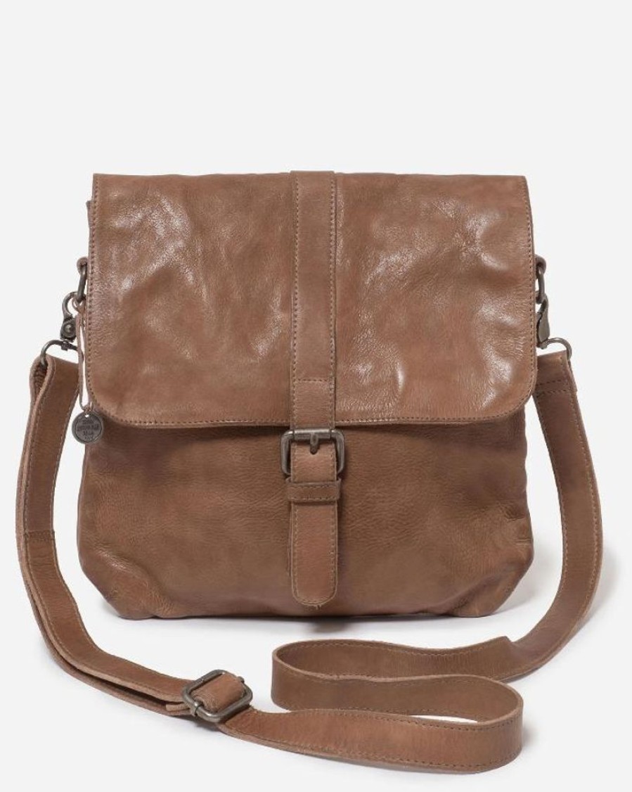 Handbags Stitch & Hide | Stitch & Hide Washed Leather Berlin Reporter/Shoulder Bag Taupe - Free Wallet Pouch