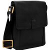 Men Hidesign Satchels & Messengers | Hidesign Aiden Small Leather Messenger Cross Body Bag Black