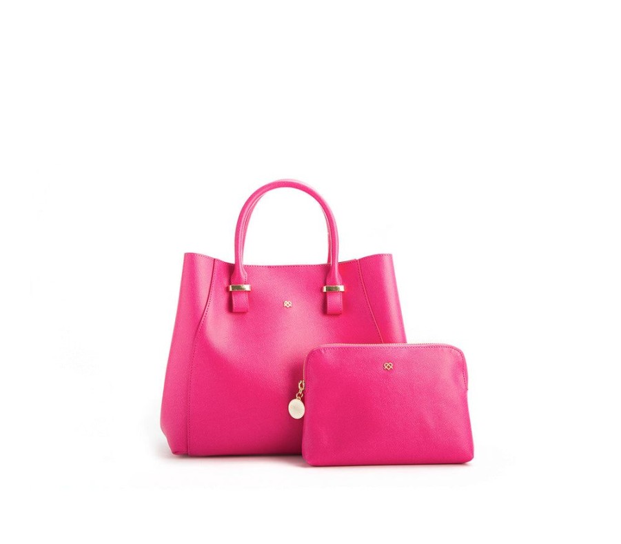 Handbags GUNAS NEW YORK | Gunas New York Jane Hot Pink Vegan Leather Satchel