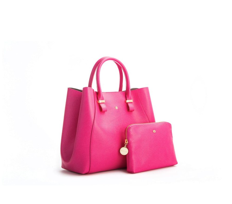 Handbags GUNAS NEW YORK | Gunas New York Jane Hot Pink Vegan Leather Satchel