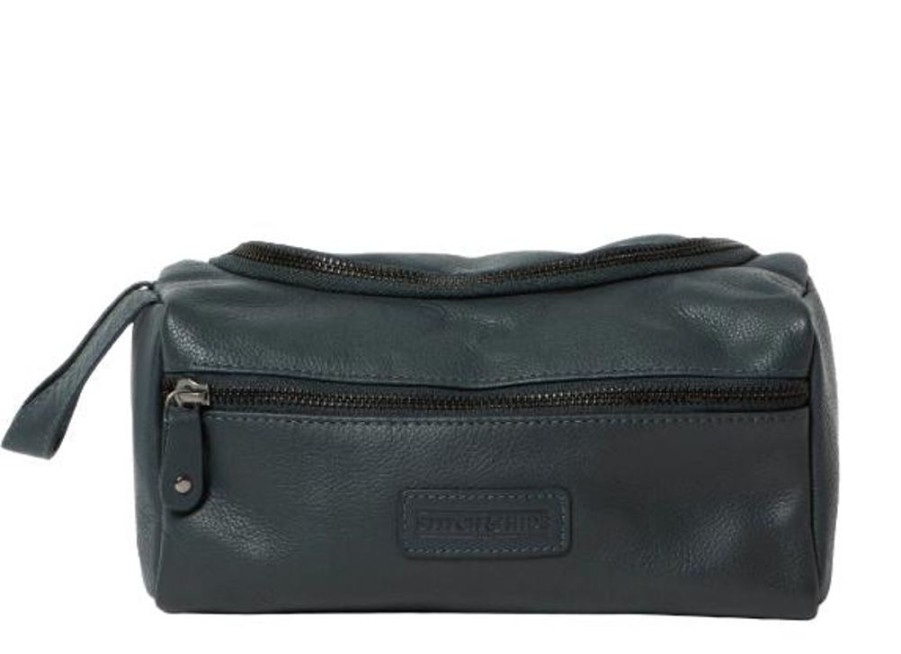 Women Stitch & Hide Travel Accessories | Stitch & Hide Leather Jett Toiletry Bag Deep Sea Blue