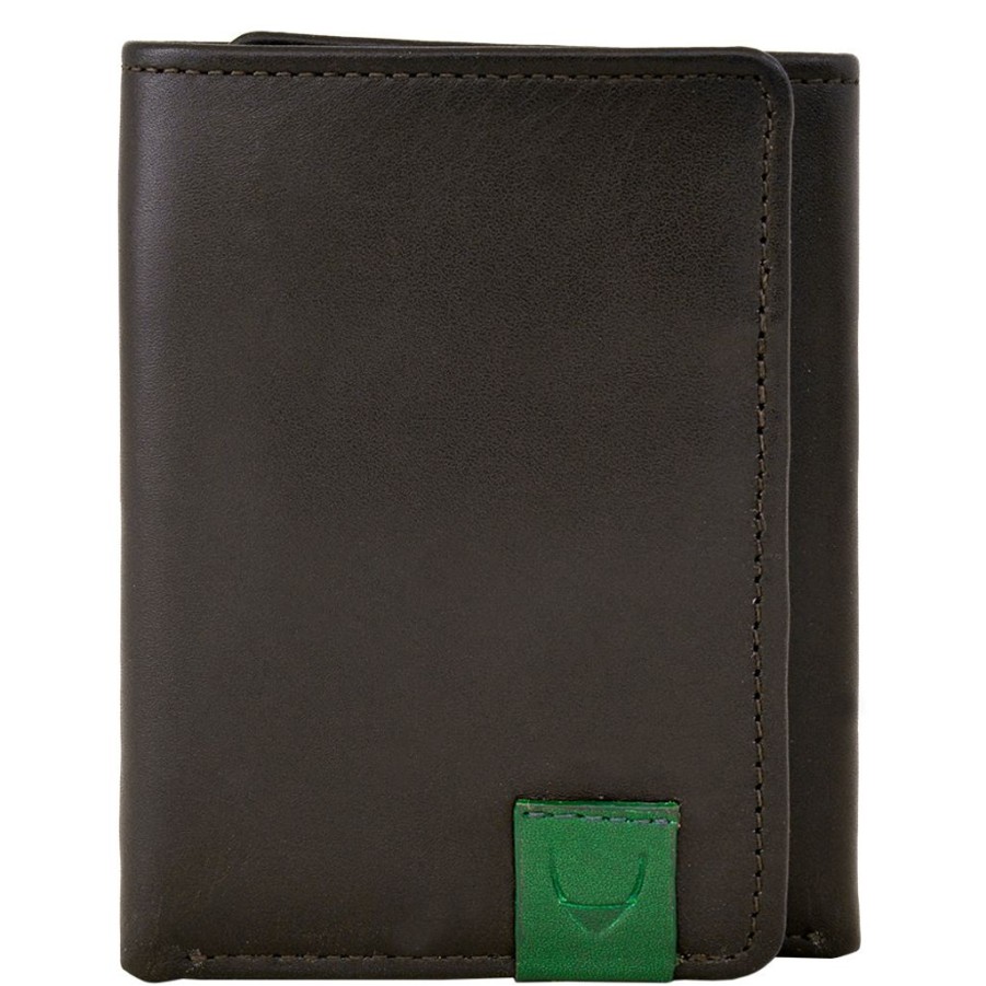 Wallets Hidesign Bifold & Trifold Wallets | Hidesign Dylan Compact Trifold Leather Wallet With Id Window Black