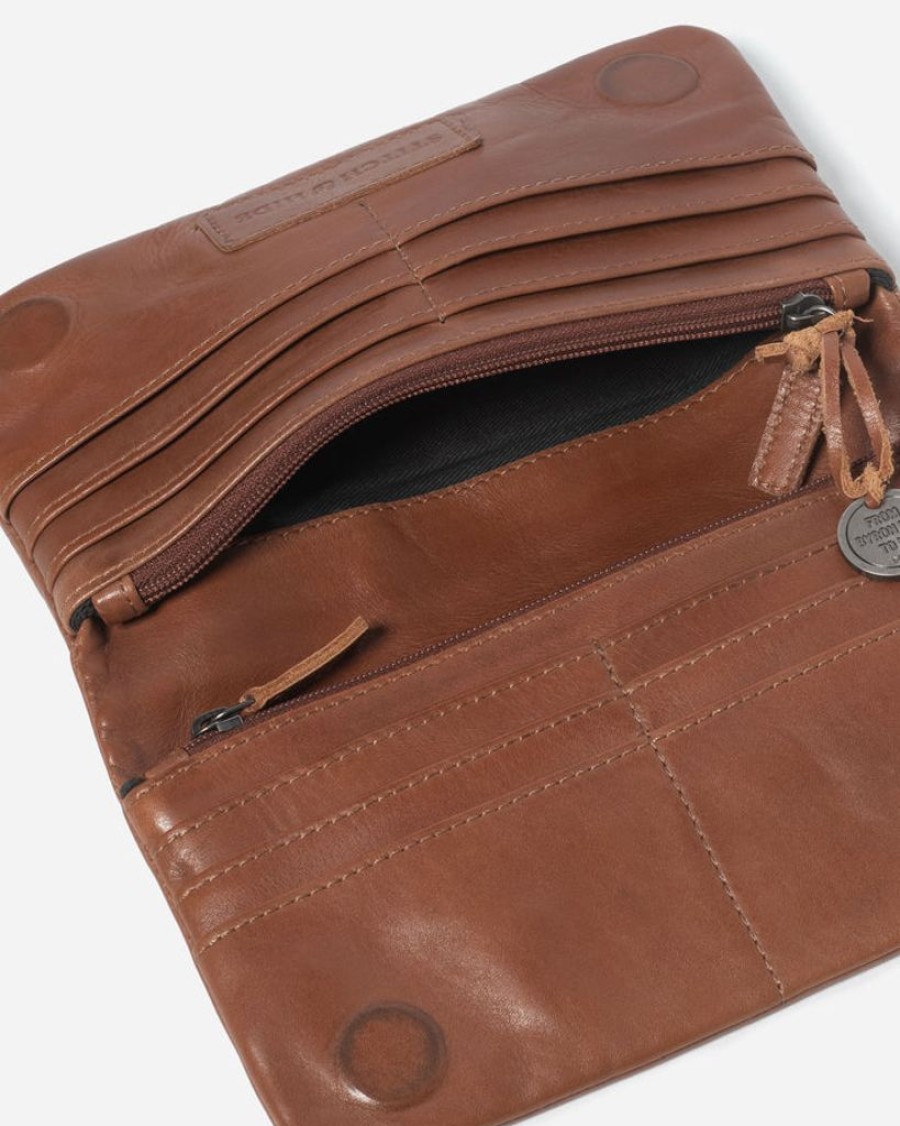 Wallets Stitch & Hide Snap Closure Wallets | Stitch & Hide Washed Leather Bondi Bi-Fold Wallet Saddle Brown