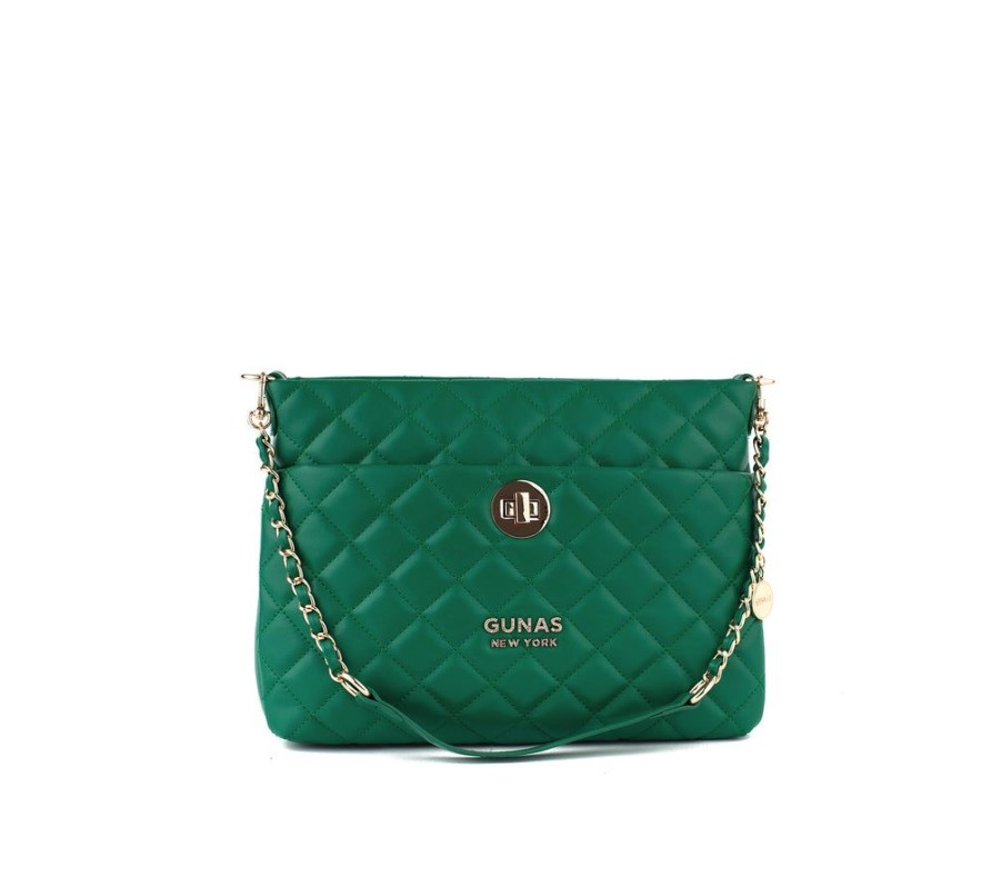 Handbags GUNAS NEW YORK | Gunas New York Koi Green Quilted Vegan Leather Shoulder Bag