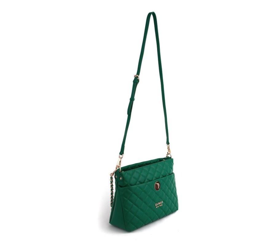 Handbags GUNAS NEW YORK | Gunas New York Koi Green Quilted Vegan Leather Shoulder Bag