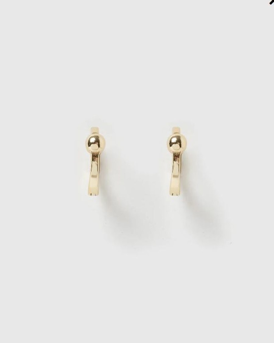 Jewellery Izoa Earrings | Izoa Sophie Huggie Earrings Gold