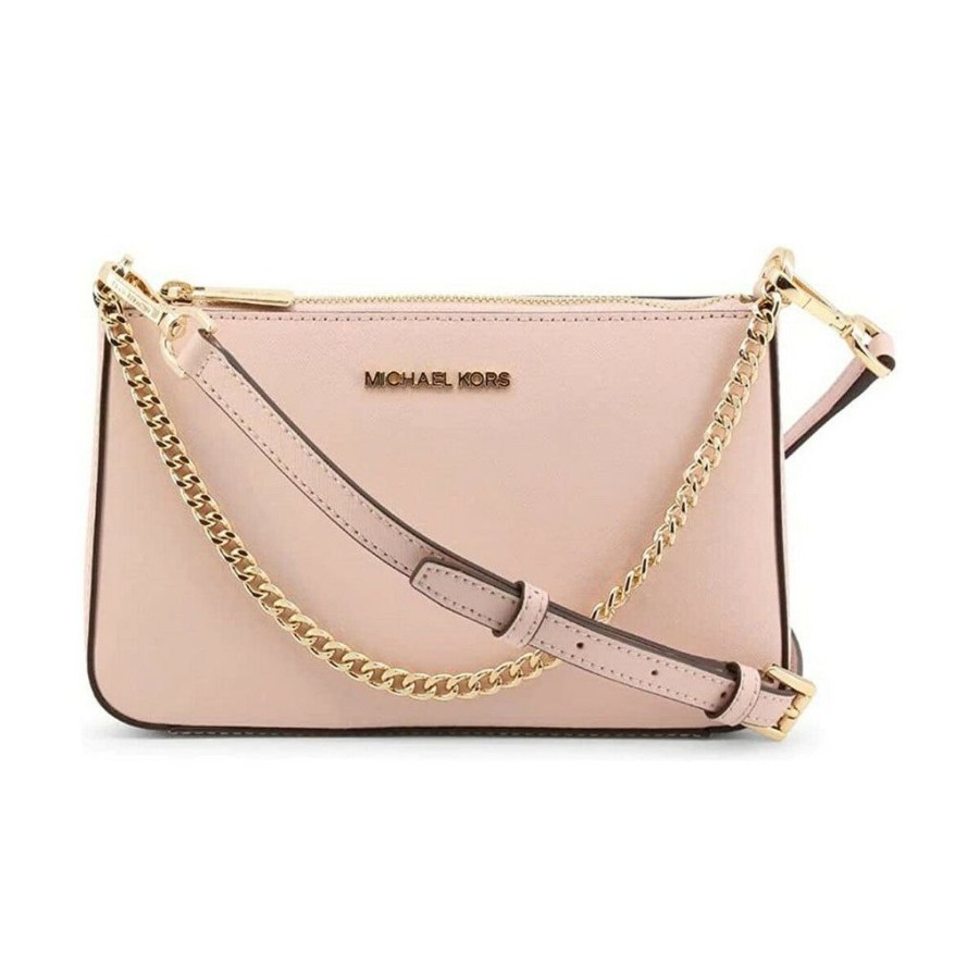 Handbags Michael Kors | Michael Kors 35S0Gtvu6L-Powder-Blush Pink Leather Clutch Shoulder Bag