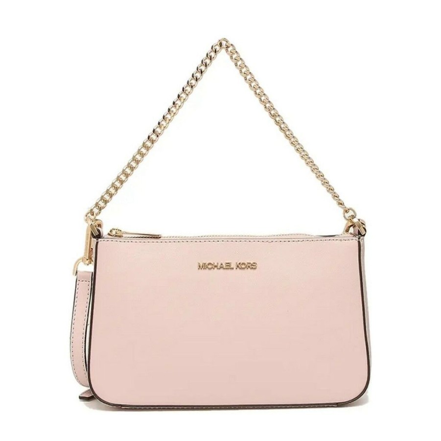 Handbags Michael Kors | Michael Kors 35S0Gtvu6L-Powder-Blush Pink Leather Clutch Shoulder Bag