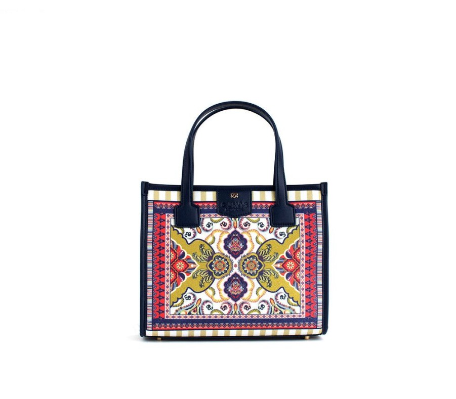 Handbags GUNAS NEW YORK | Gunas New York Oasis Brown Kilim Vegan Canvas Satchel Bag