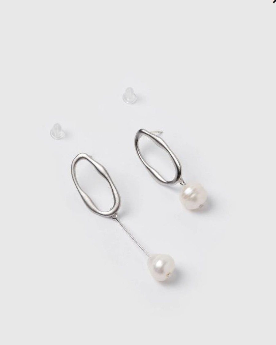 Jewellery Izoa Earrings | Izoa Bodywork Earrings Silver Freshwater Pearl