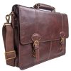 Men Hidesign Briefcases | Hidesign Parker Leather Large Briefcase Brown