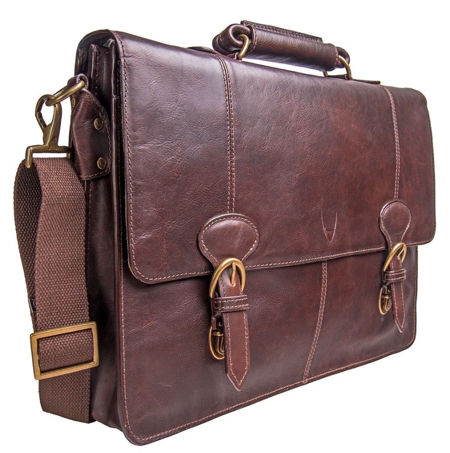 Men Hidesign Briefcases | Hidesign Parker Leather Large Briefcase Brown