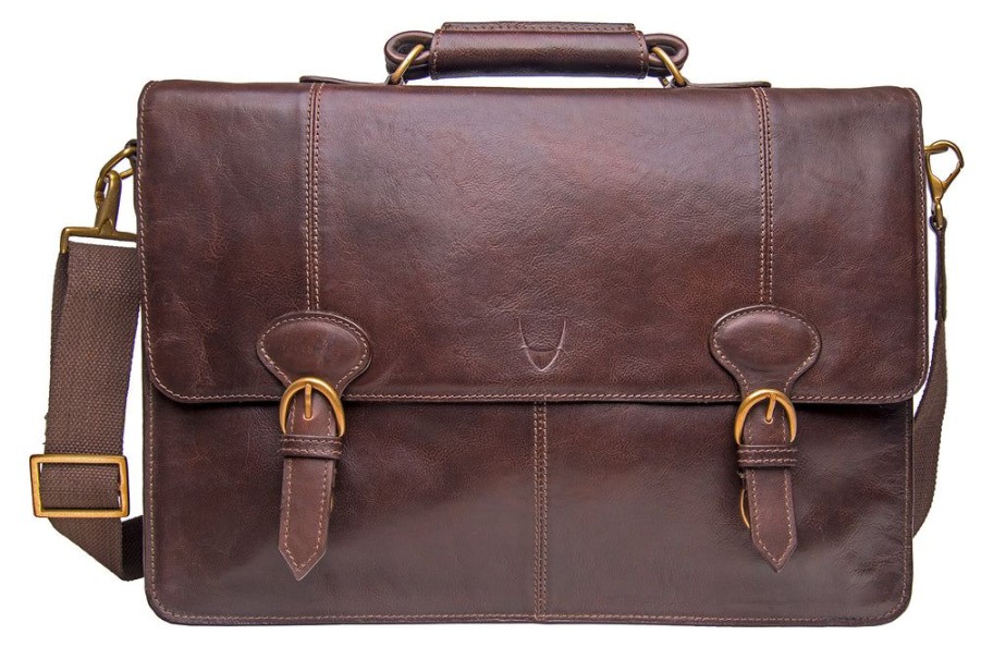 Men Hidesign Briefcases | Hidesign Parker Leather Large Briefcase Brown