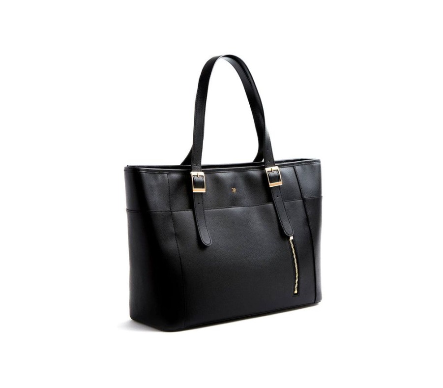 Handbags GUNAS NEW YORK | Gunas New York Miley Black Vegan Leather Laptop Shoulder Bag