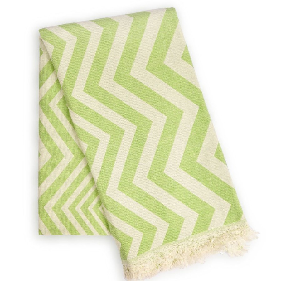 Women Hilana Upcycled Cotton Beach Towels | Hilana Upcycled Eco-Friendly Ultra Soft Chevron Turkish Towel - Mersin Green