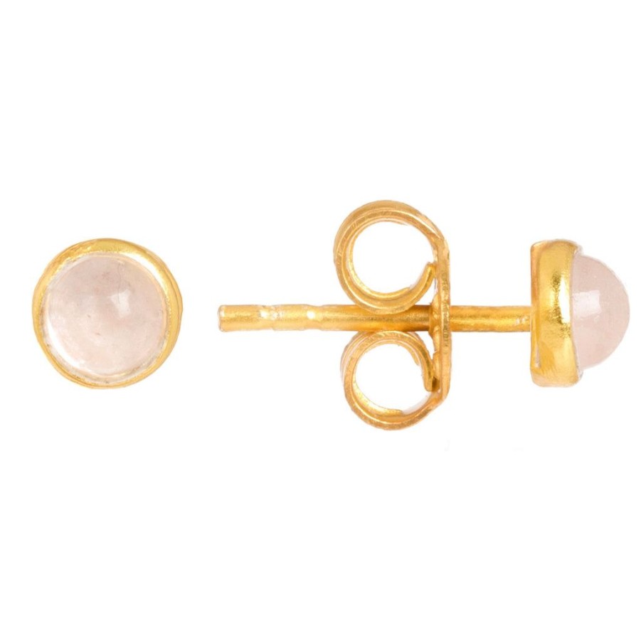 Jewellery LATELITA LONDON Earrings | Latelita London Petite Stud Gold Pink Rose Quartz Earrings