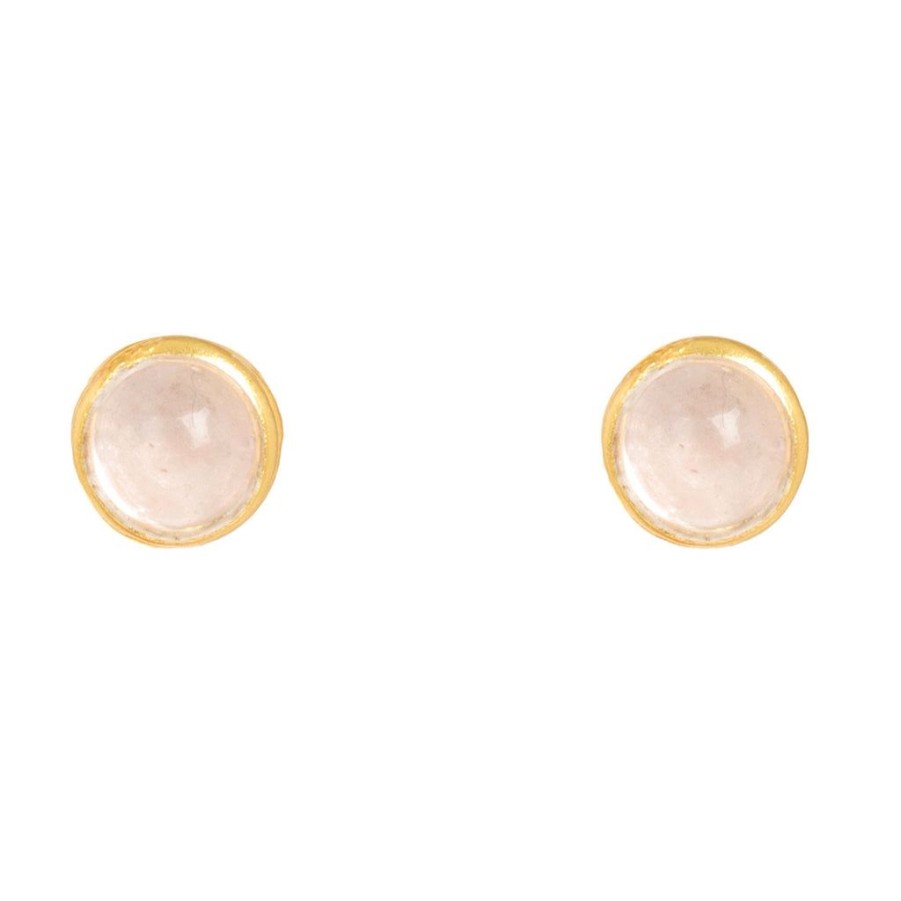 Jewellery LATELITA LONDON Earrings | Latelita London Petite Stud Gold Pink Rose Quartz Earrings