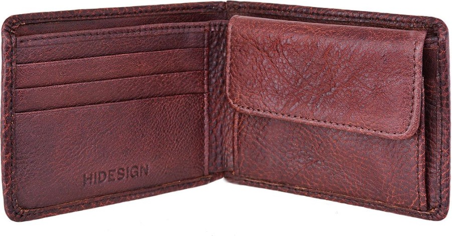 Wallets Hidesign Bifold & Trifold Wallets | Hidesign Giles Vegetable Tanned Leather Wallet With Coin Pocket Brown