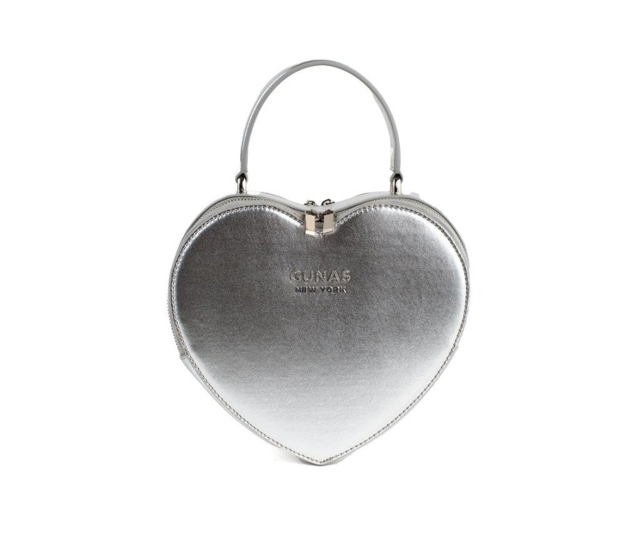 Handbags GUNAS NEW YORK | Gunas New York Sweetheart Silver Vegan Crossbody Clutch Bag