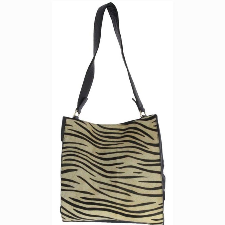 Handbags Gabee | Gabee Leather Safari Kensington Tote Zebra