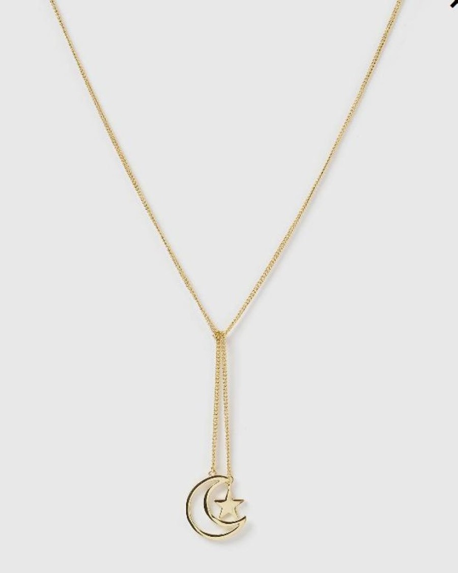 Jewellery Izoa Necklaces | Izoa Moonstruck Necklace Gold