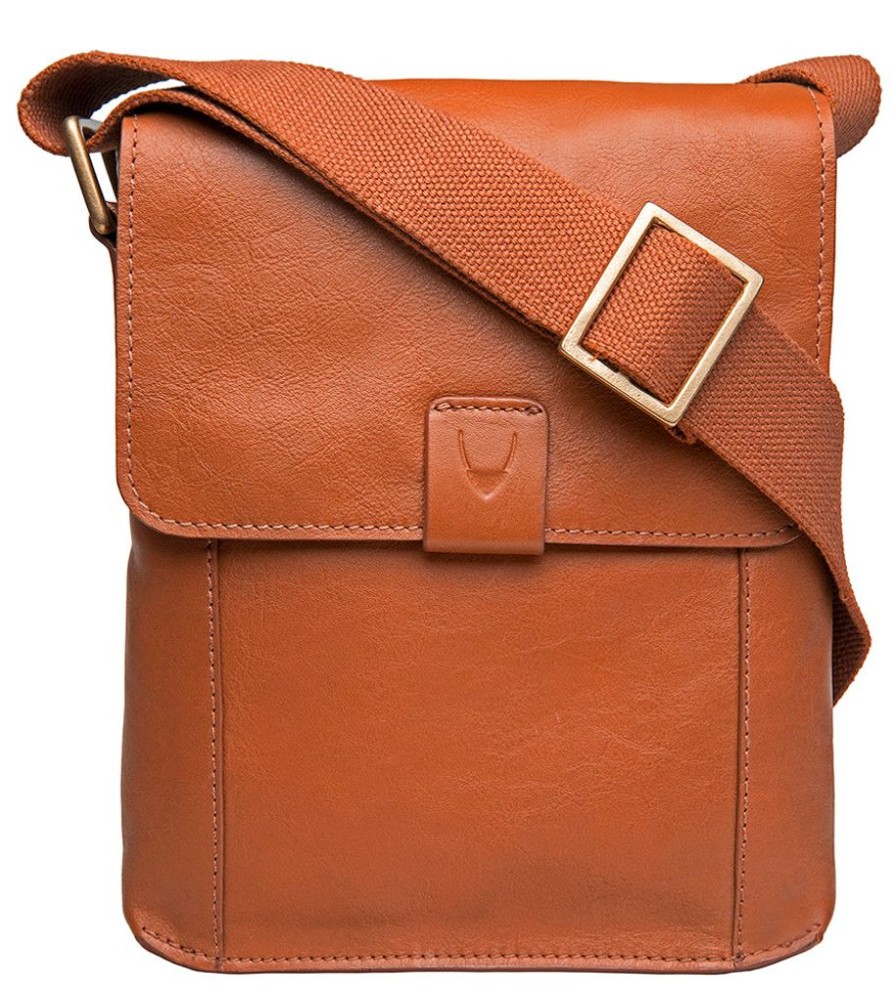 Men Hidesign Satchels & Messengers | Hidesign Aiden Small Leather Messenger Cross Body Bag Tan