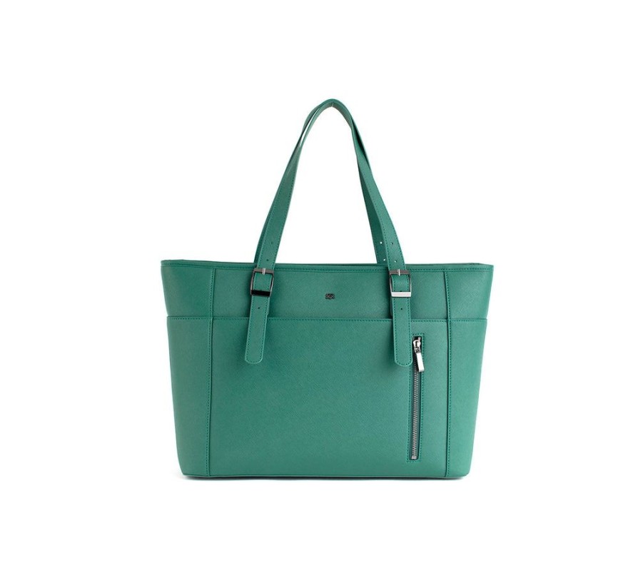 Handbags GUNAS NEW YORK | Gunas New York Miley Dark Green Vegan Leather Laptop Bag