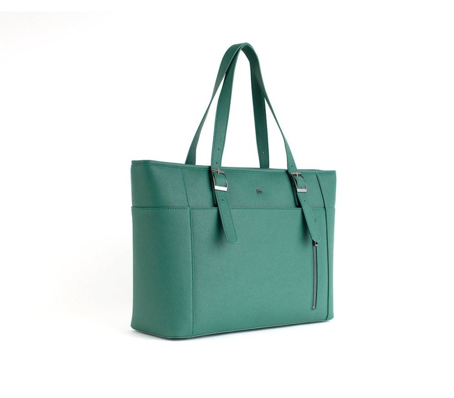 Handbags GUNAS NEW YORK | Gunas New York Miley Dark Green Vegan Leather Laptop Bag