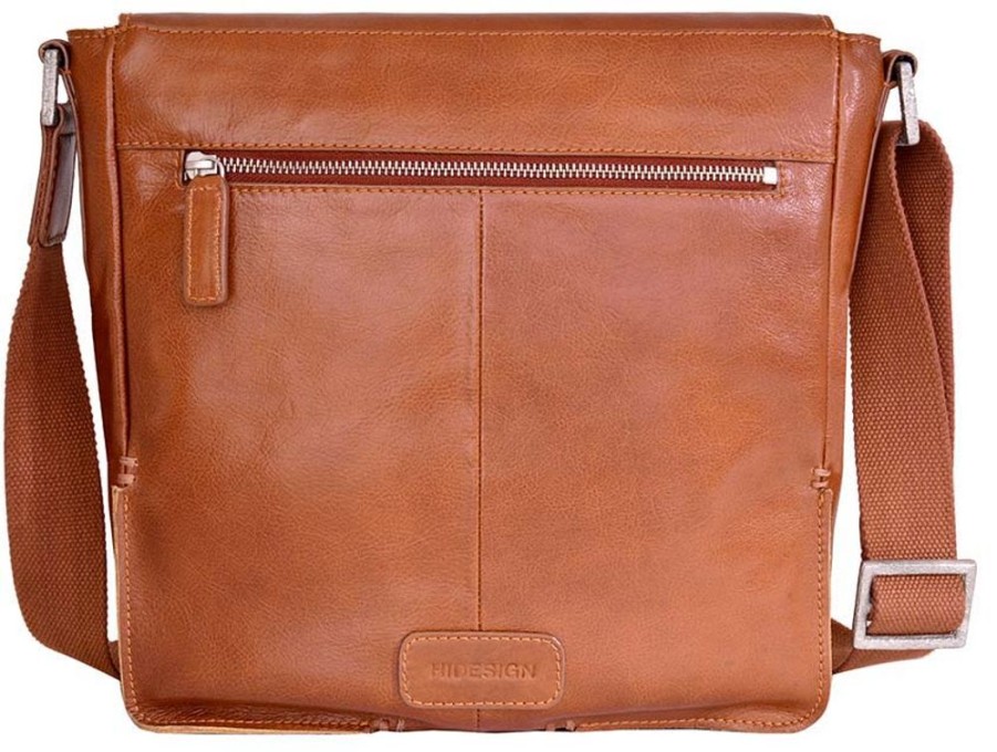 Men Hidesign Laptop Bags | Hidesign Fred Leather Business Laptop Messenger Cross Body Bag Tan