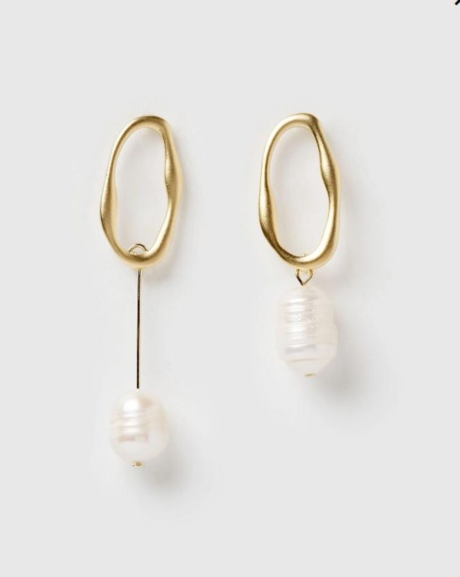 Jewellery Izoa Earrings | Izoa Bodywork Earrings Gold Freshwater Pearl