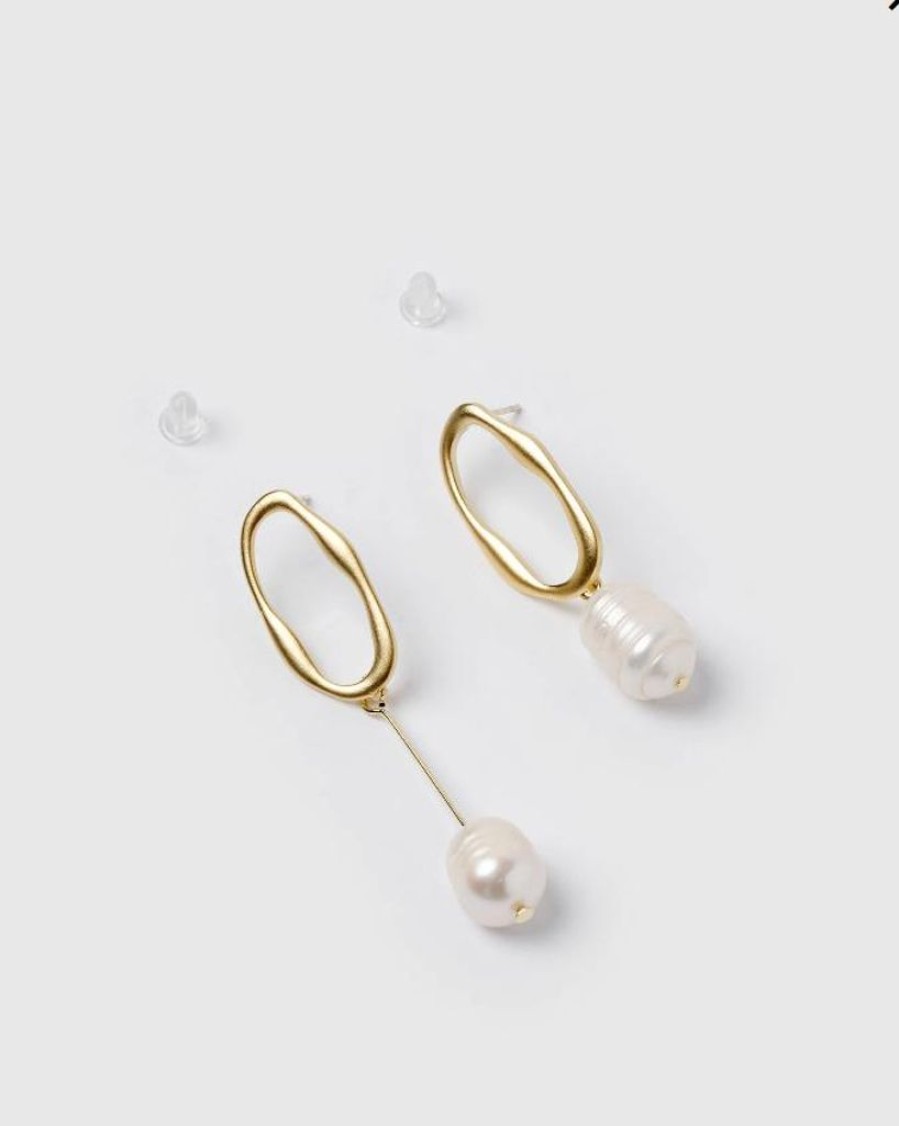 Jewellery Izoa Earrings | Izoa Bodywork Earrings Gold Freshwater Pearl