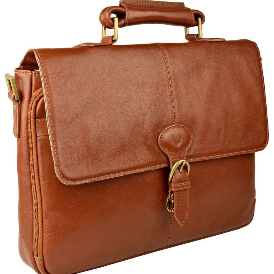 Men Hidesign Briefcases | Hidesign Parker Leather Medium Briefcase Tan