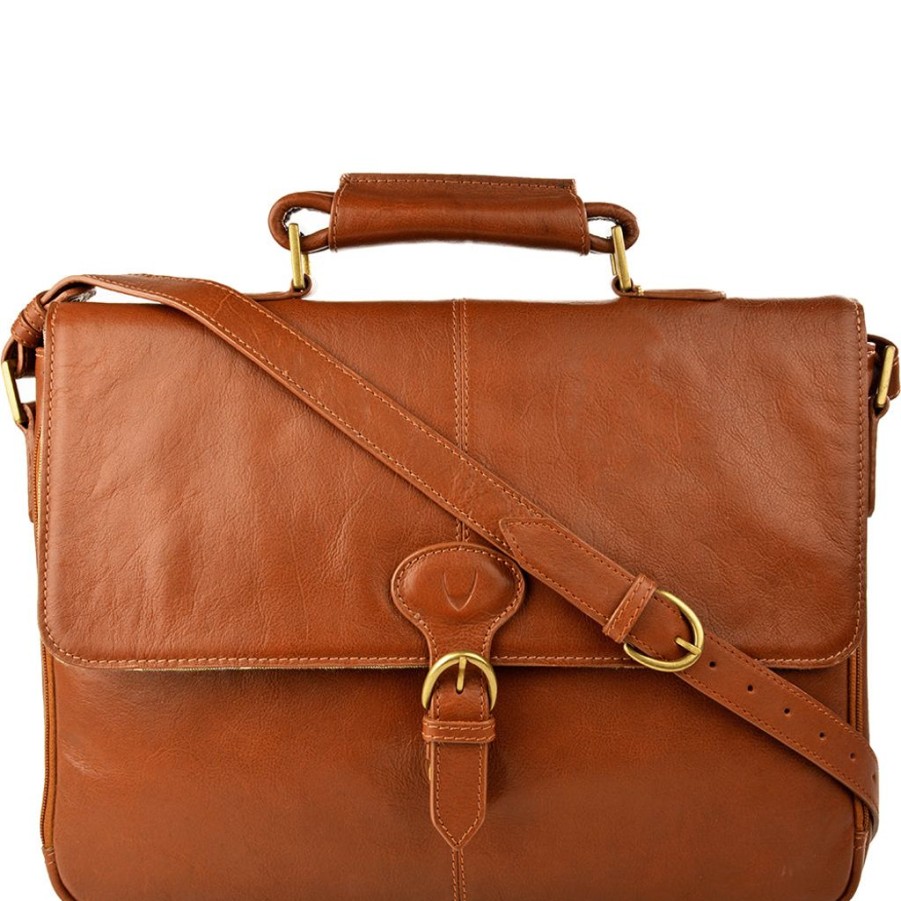 Men Hidesign Briefcases | Hidesign Parker Leather Medium Briefcase Tan